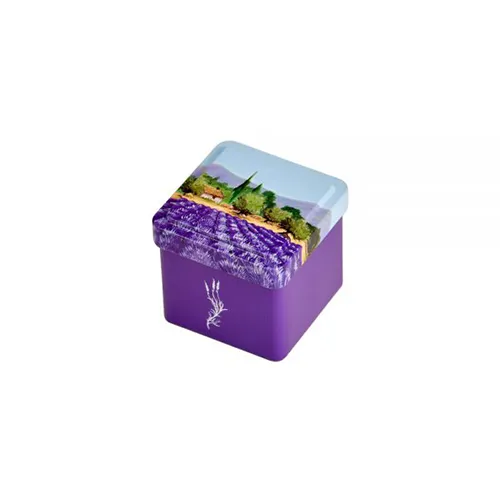 Boîte métal fer blanc imprimée format standard mini cube pour savonnette
